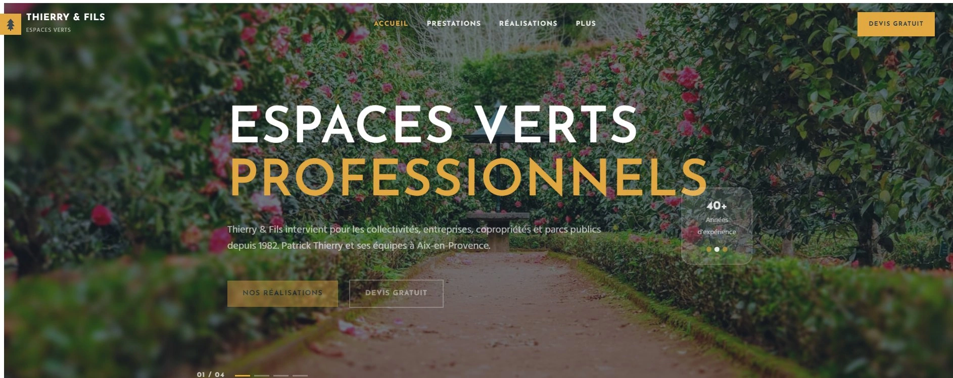 Site web paisagista — página interior